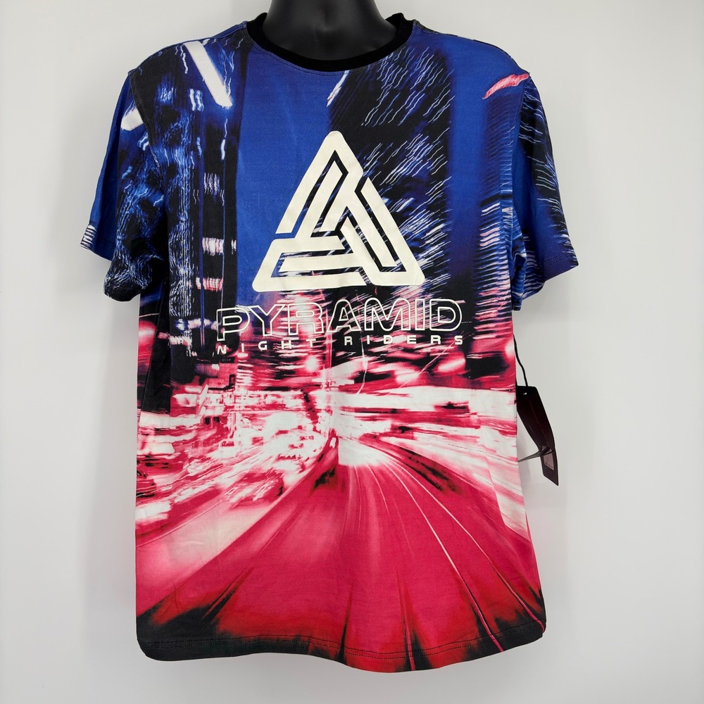 Black Pyramid Night Riders Graphic Tee Men L Streetwear Chris Brown NWT‎